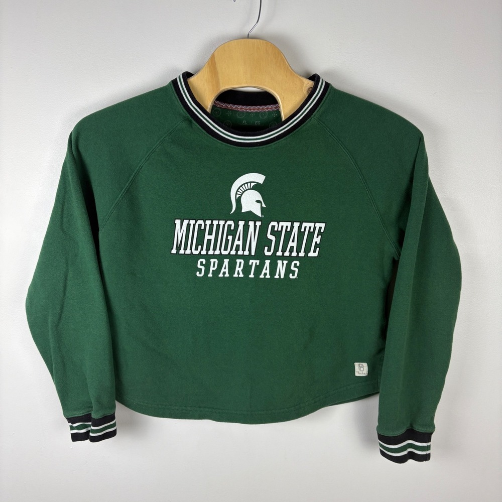 Michigan State Spartans Green Cropped Sweatshirt XL EG‎ Pressbox College